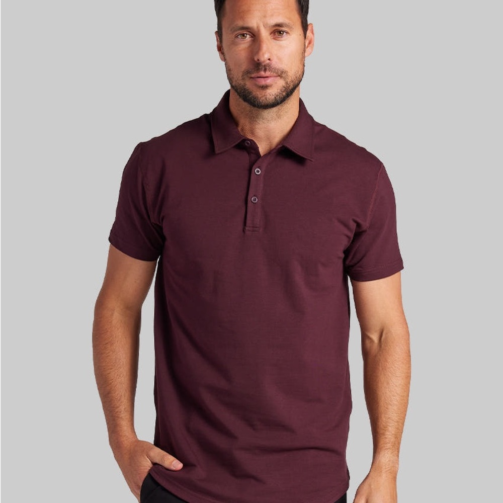 BYLT Basics | Drop Cut Lux Polo Shirt XL Red Burgundy Short Sleeve